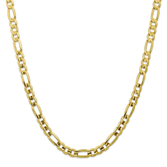 Million Charms 10k Yellow Gold, Necklace Chain, 7.5mm Light Concave Figaro Chain, Chain Length: 20 inches