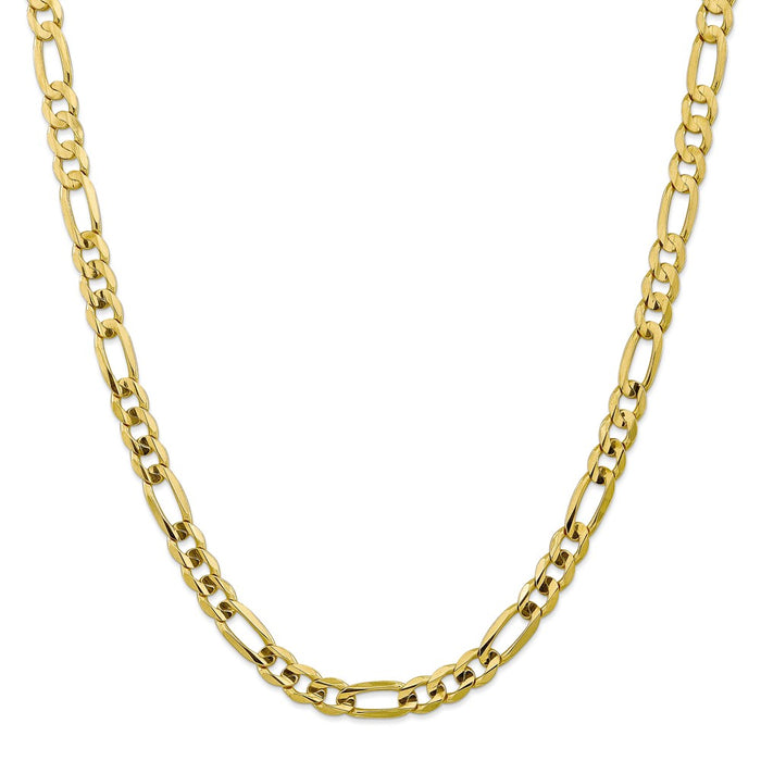 Million Charms 10k Yellow Gold, Necklace Chain, 7.5mm Light Concave Figaro Chain, Chain Length: 22 inches