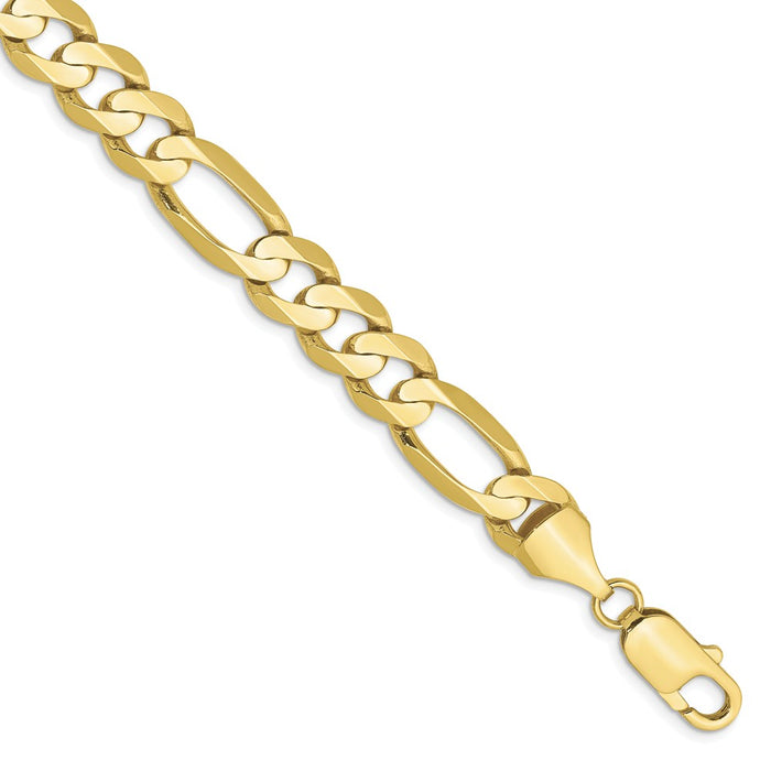 Million Charms 10k Yellow Gold 8.75mm Light Concave Figaro Chain, Chain Length: 7 inches