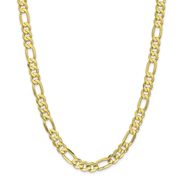 Million Charms 10k Yellow Gold, Necklace Chain, 8.75mm Light Concave Figaro Chain, Chain Length: 22 inches