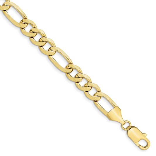 Million Charms 10k Yellow Gold 10mm Light Concave Figaro Chain, Chain Length: 8 inches