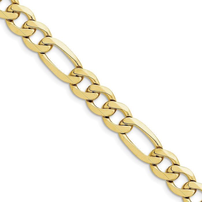 Million Charms 10k Yellow Gold, Necklace Chain, 10mm Light Concave Figaro Chain, Chain Length: 26 inches