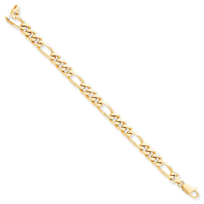 Million Charms 10k Yellow Gold 7.7mm Hand-polished Figaro Link Bracelet, Chain Length: 8 inches