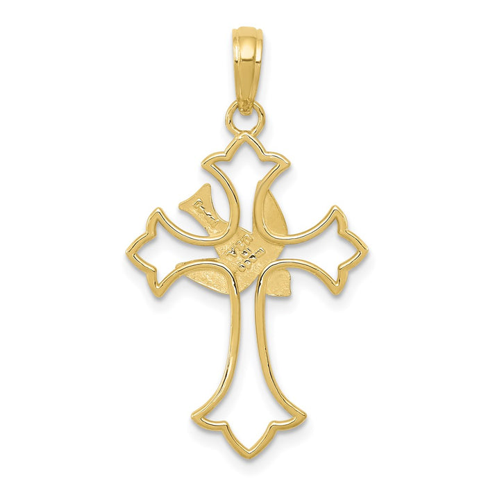 Million Charms 10K Yellow Gold Themed Polished Relgious Cross With Dove Pendant