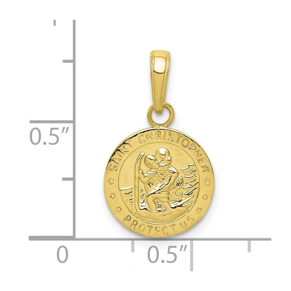 Million Charms 10K Yellow Gold Themed Religious Saint Christopher Medal Charm