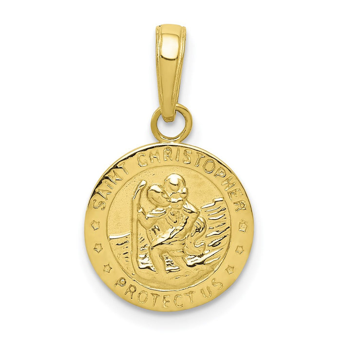 Million Charms 10K Yellow Gold Themed Religious Saint Christopher Medal Charm