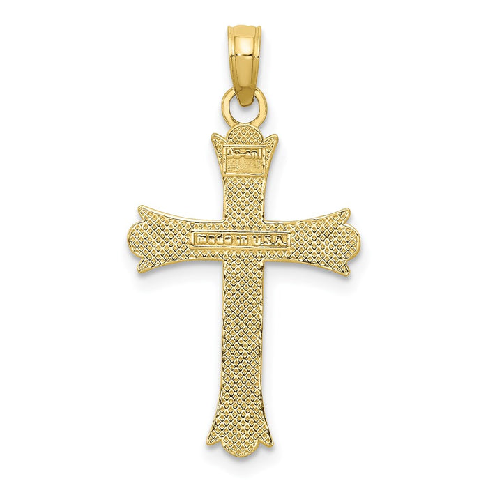 Million Charms 10K Yellow Gold Themed Fleur De Lis Relgious Cross Pendant