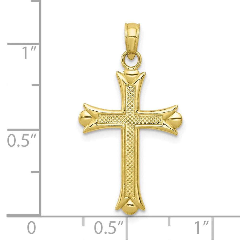 Million Charms 10K Yellow Gold Themed Fleur De Lis Relgious Cross Pendant