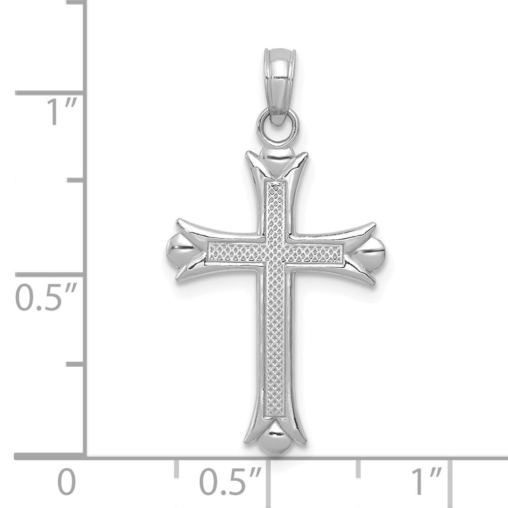 Million Charms 10K White Gold Themed Fleur De Lis Relgious Cross Pendant