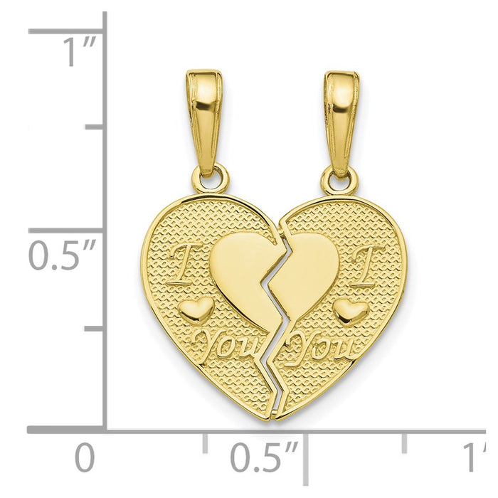 Million Charms 10K Yellow Gold Themed I Love You 2 Piece Break-A-Part Charm