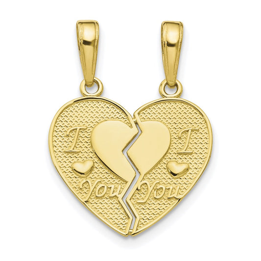 Million Charms 10K Yellow Gold Themed I Love You 2 Piece Break-A-Part Charm