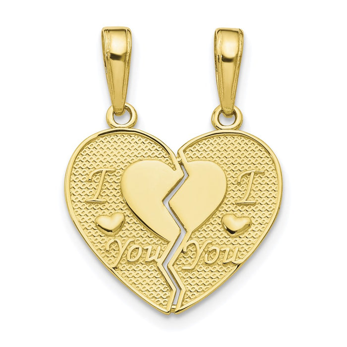 Million Charms 10K Yellow Gold Themed I Love You 2 Piece Break-A-Part Charm