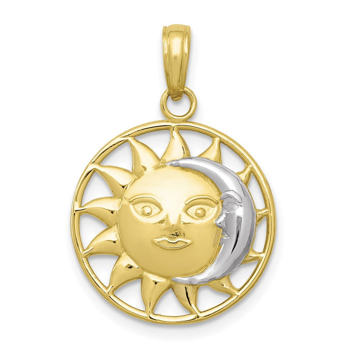Million Charms 10K Yellow Gold Themed With Rhodium-plated Sun & Moon Pendant