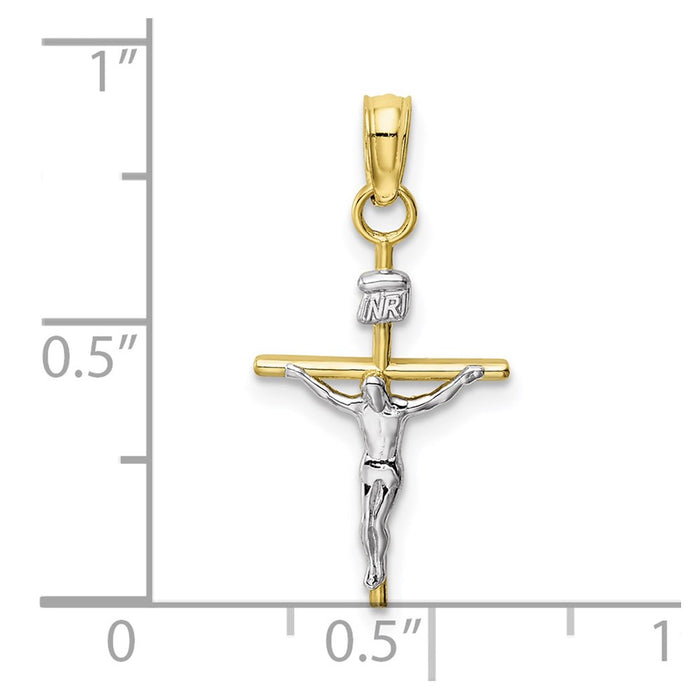 Million Charms 10K Two-Tone Inri Relgious Crucifix Pendant