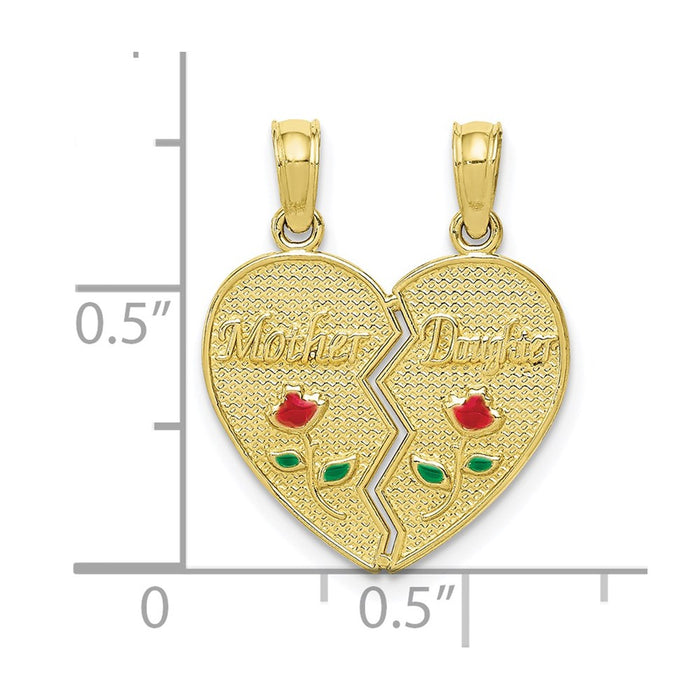 Million Charms 10K Yellow Gold Themed Enameled Mother - Daughter Pendant