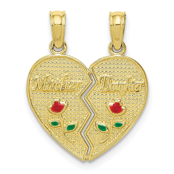 Million Charms 10K Yellow Gold Themed Enameled Mother - Daughter Pendant
