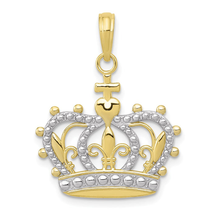 Million Charms 10K Yellow Gold Themed With Rhodium-plated Crown Pendant