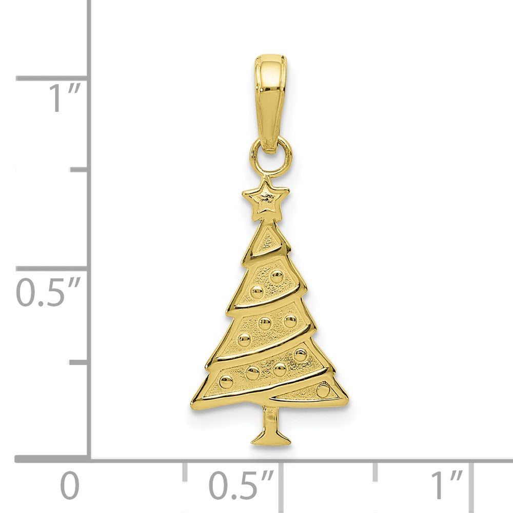 Million Charms 10K Yellow Gold Themed Polished Christmas Tree Pendant