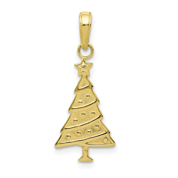 Million Charms 10K Yellow Gold Themed Polished Christmas Tree Pendant