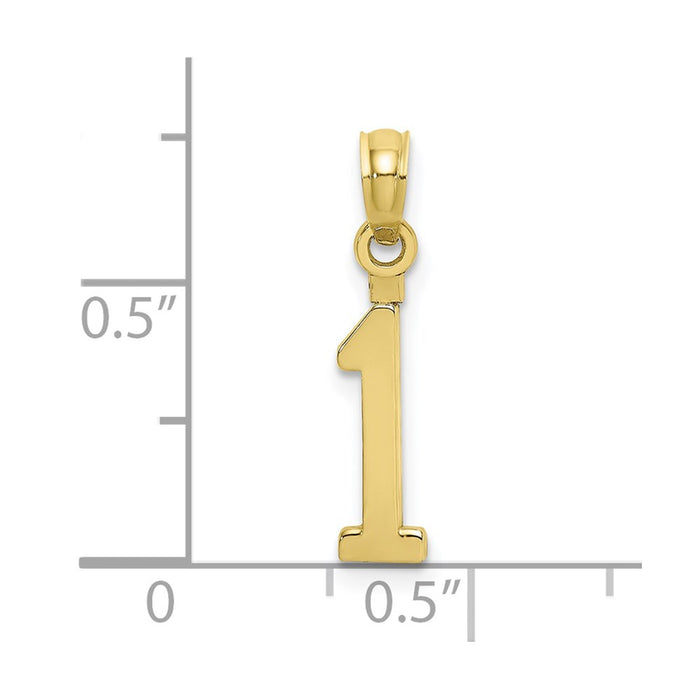 Million Charms 10K Yellow Gold Themed Number 1 Block Charm