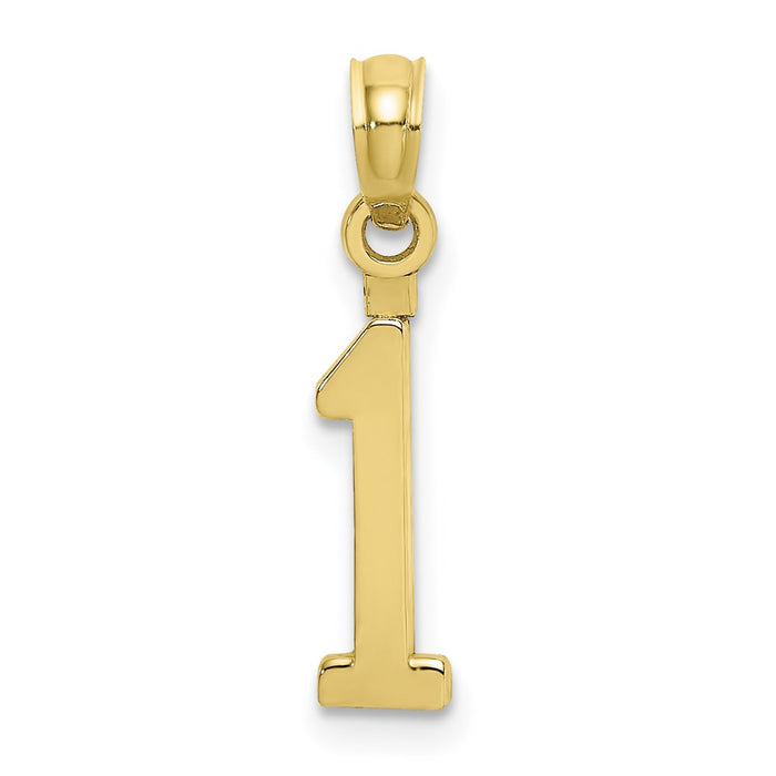 Million Charms 10K Yellow Gold Themed Number 1 Block Charm