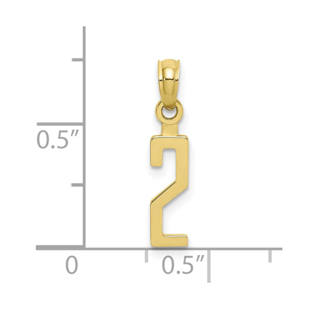 Million Charms 10K Yellow Gold Themed Number 2 Block Charm