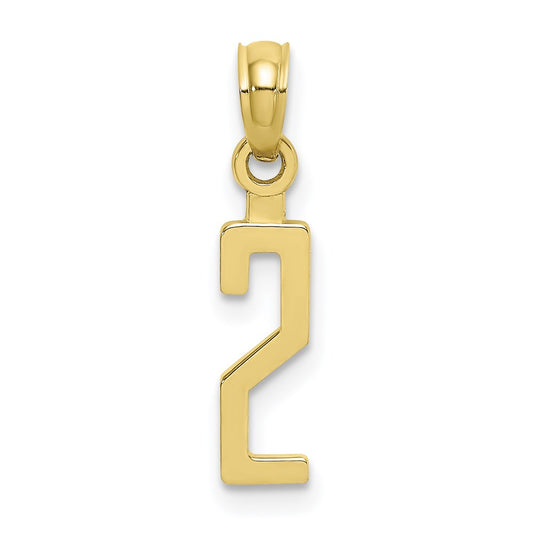 Million Charms 10K Yellow Gold Themed Number 2 Block Charm