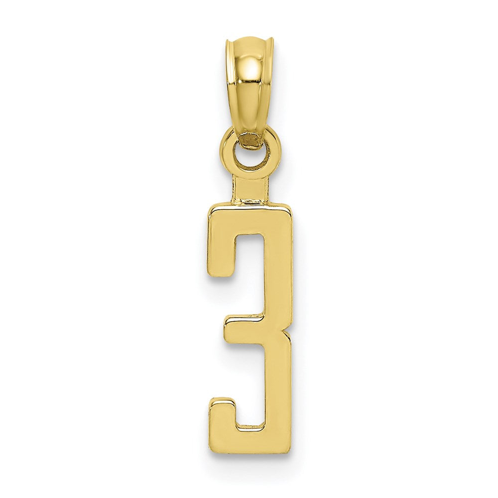 Million Charms 10K Yellow Gold Themed Number 3 Block Charm
