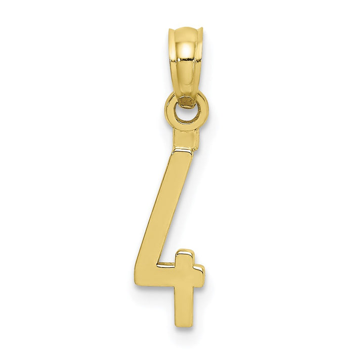 Million Charms 10K Yellow Gold Themed Number 4 Block Charm