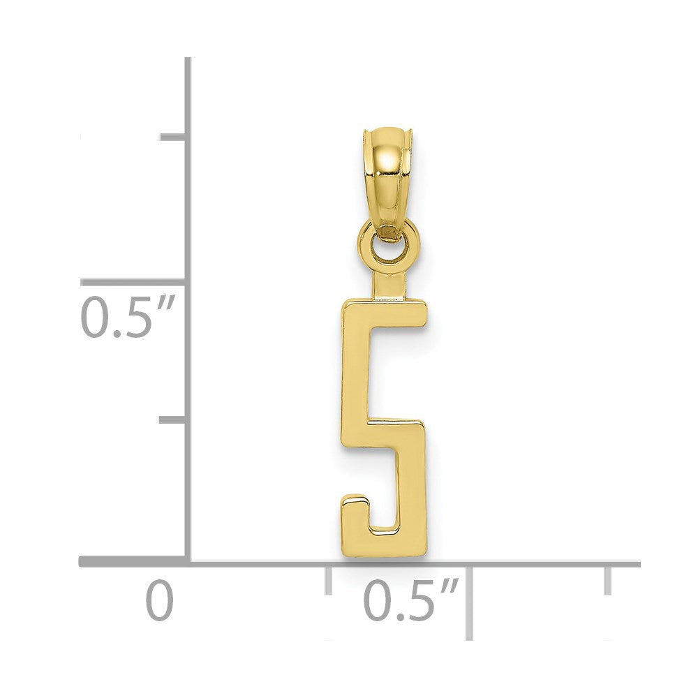 Million Charms 10K Yellow Gold Themed Number 5 Block Charm