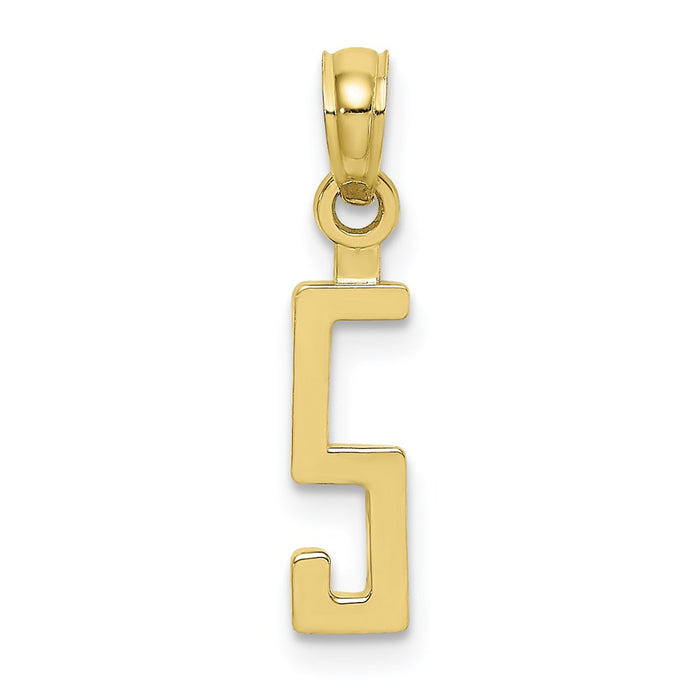 Million Charms 10K Yellow Gold Themed Number 5 Block Charm