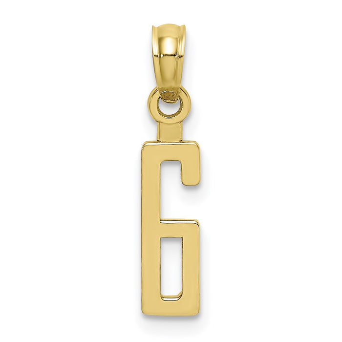 Million Charms 10K Yellow Gold Themed Number 6 Block Charm