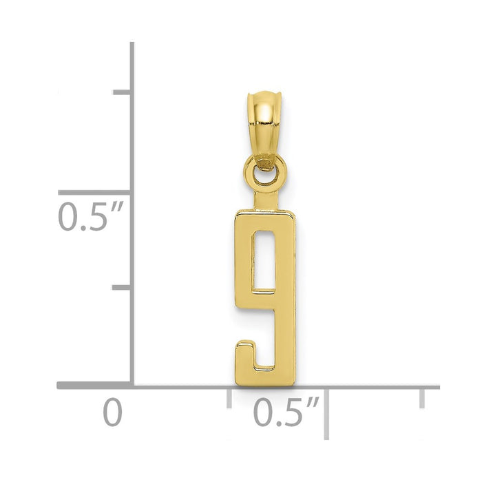 Million Charms 10K Yellow Gold Themed Number 9 Block Charm