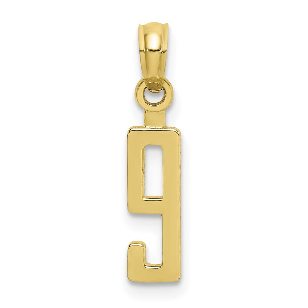 Million Charms 10K Yellow Gold Themed Number 9 Block Charm