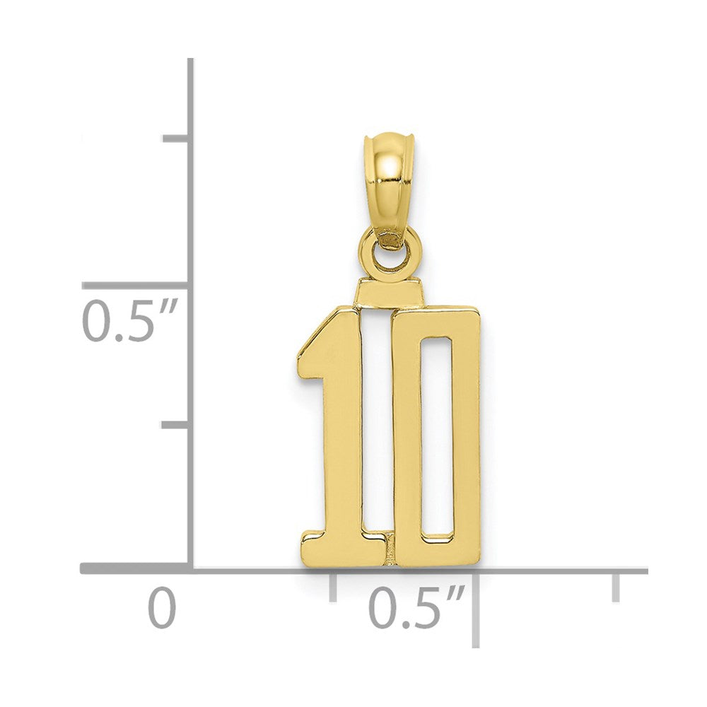 Million Charms 10K Yellow Gold Themed Number 10 Pendant