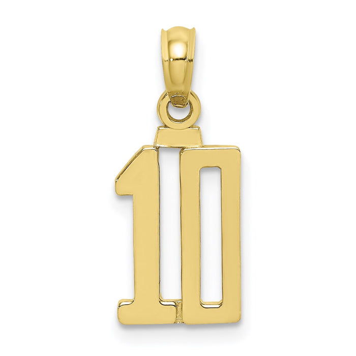 Million Charms 10K Yellow Gold Themed Number 10 Pendant