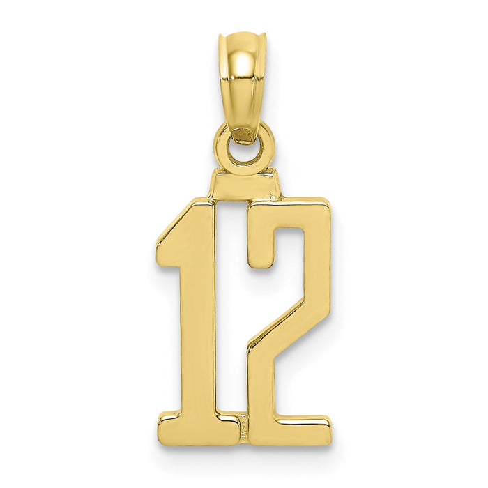 Million Charms 10K Yellow Gold Themed Number 12 Pendant