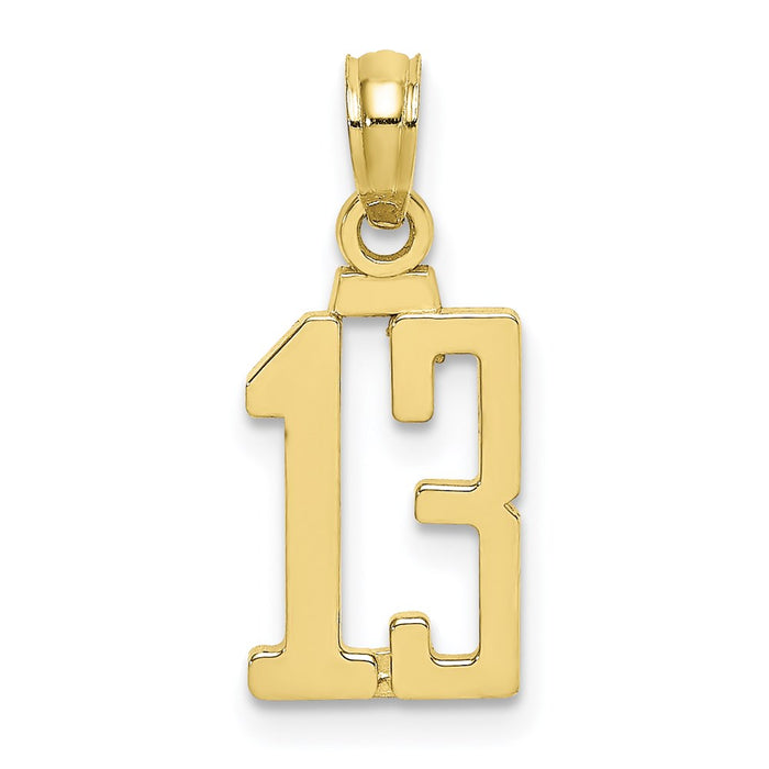 Million Charms 10K Yellow Gold Themed Number 13 Pendant
