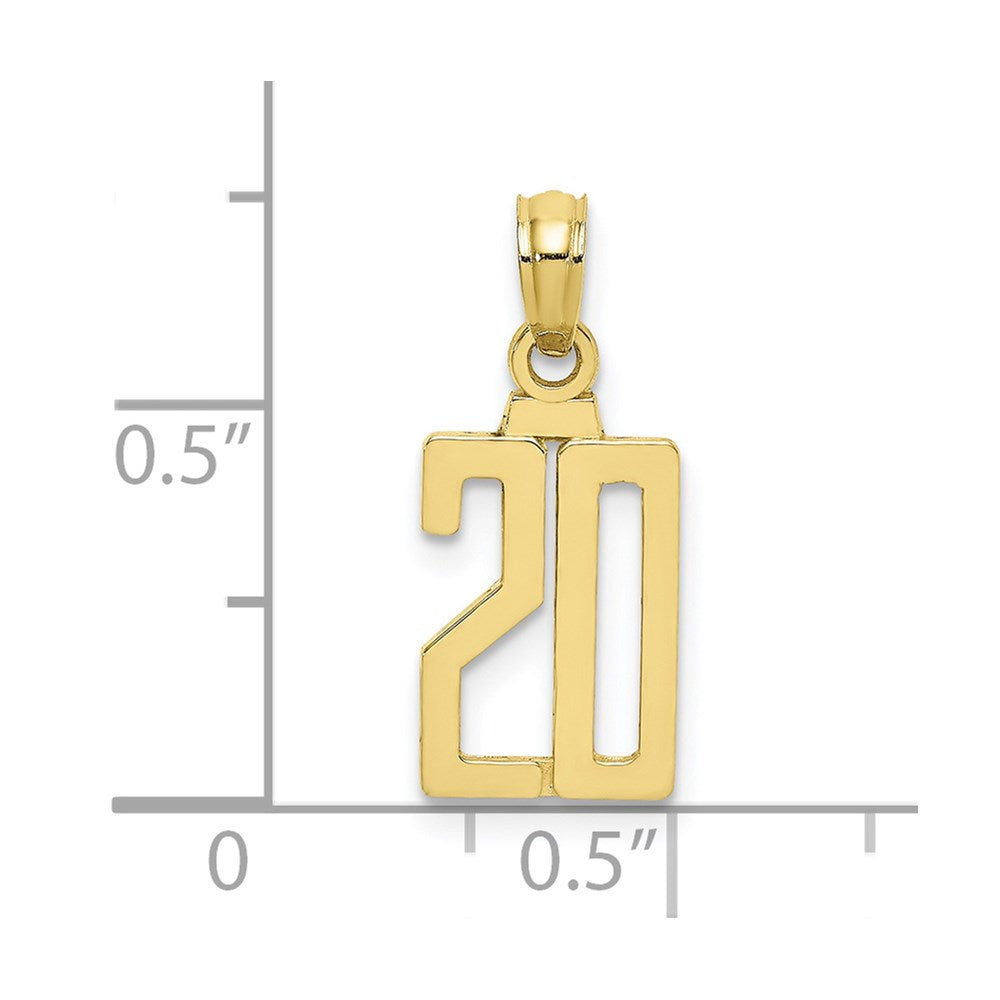 Million Charms 10K Yellow Gold Themed Number 20 Pendant
