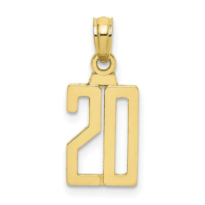 Million Charms 10K Yellow Gold Themed Number 20 Pendant