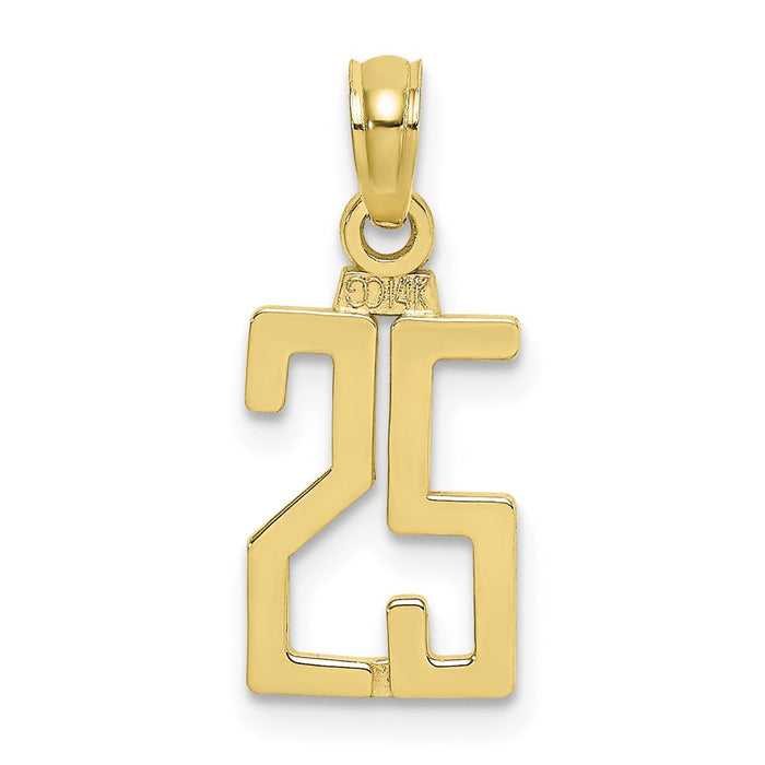 Million Charms 10K Yellow Gold Themed Number 25 Pendant