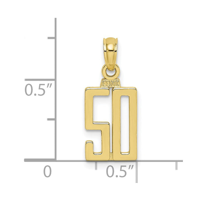Million Charms 10K Yellow Gold Themed Number 50 Pendant