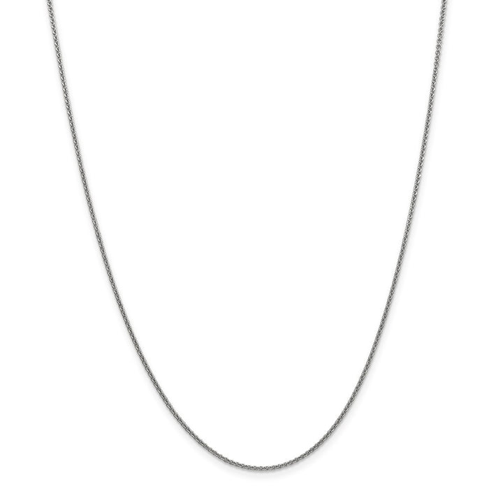Million Charms 10k White Gold, Necklace Chain, 1.5mm Solid Polished Cable Chain, Chain Length: 18 inches