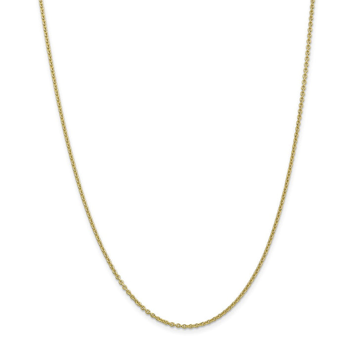 Million Charms 10k Yellow Gold 2mm Solid Polished Cable Chain Anklet, Chain Length: 10 inches