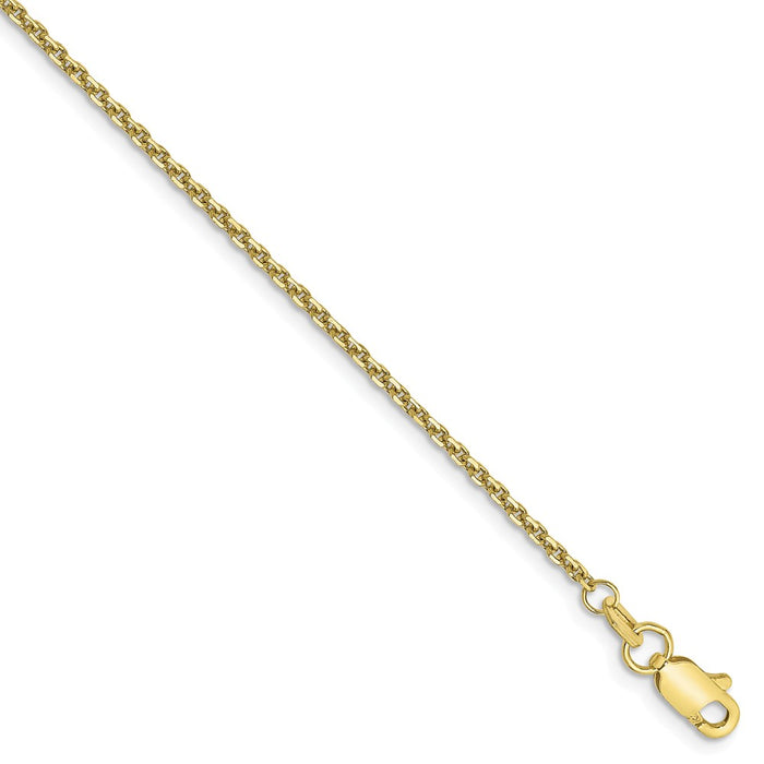Million Charms 10k Yellow Gold 1.3mm Solid Diamond-Cut Cable Chain, Chain Length: 9 inches