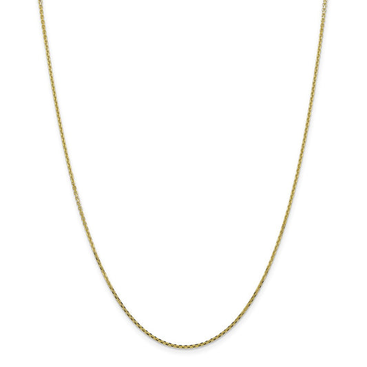 Million Charms 10k Yellow Gold, Necklace Chain, 1.3mm Solid Diamond-Cut Cable Chain, Chain Length: 20 inches