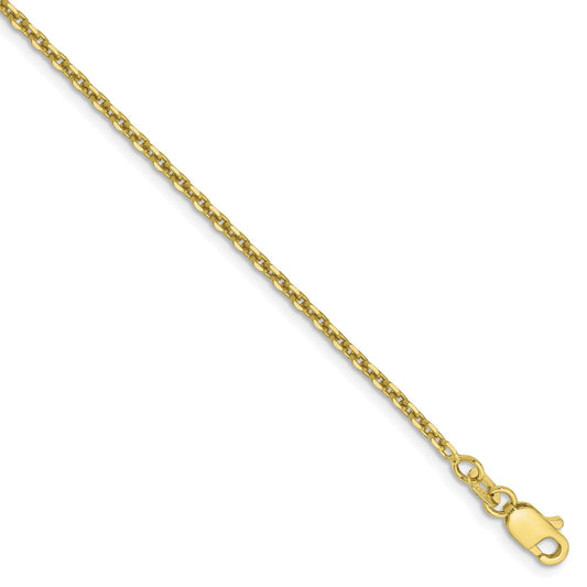 Million Charms 10k Yellow Gold 1.65mm Solid Diamond-Cut Cable Chain, Chain Length: 9 inches