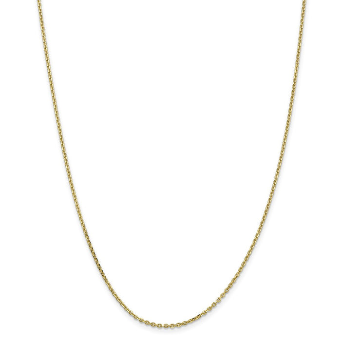 Million Charms 10k Yellow Gold, Necklace Chain, 1.65mm Solid Diamond-Cut Cable Chain, Chain Length: 18 inches