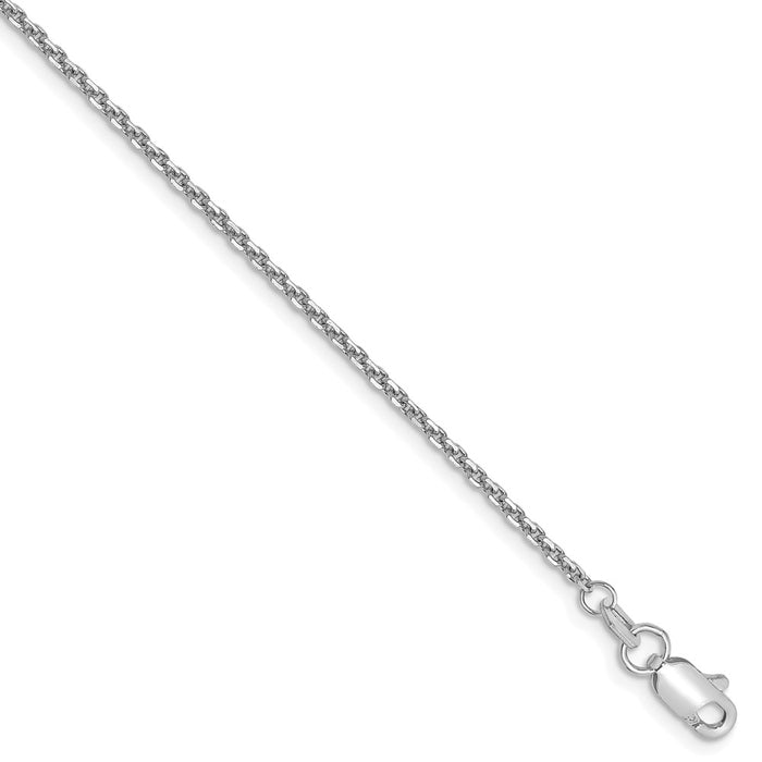 Million Charms 10k White Gold 1.3mm Solid Diamond-Cut Cable Chain, Chain Length: 9 inches