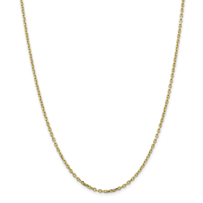 Million Charms 10k Yellow Gold, Necklace Chain, 2.2mm Diamond-Cut Cable Chain, Chain Length: 24 inches